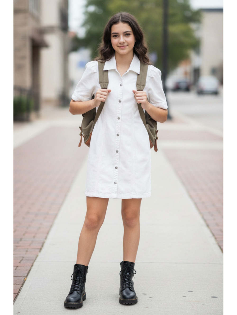 Sincerely Jules White Button-Down Cotton Dress, Size M